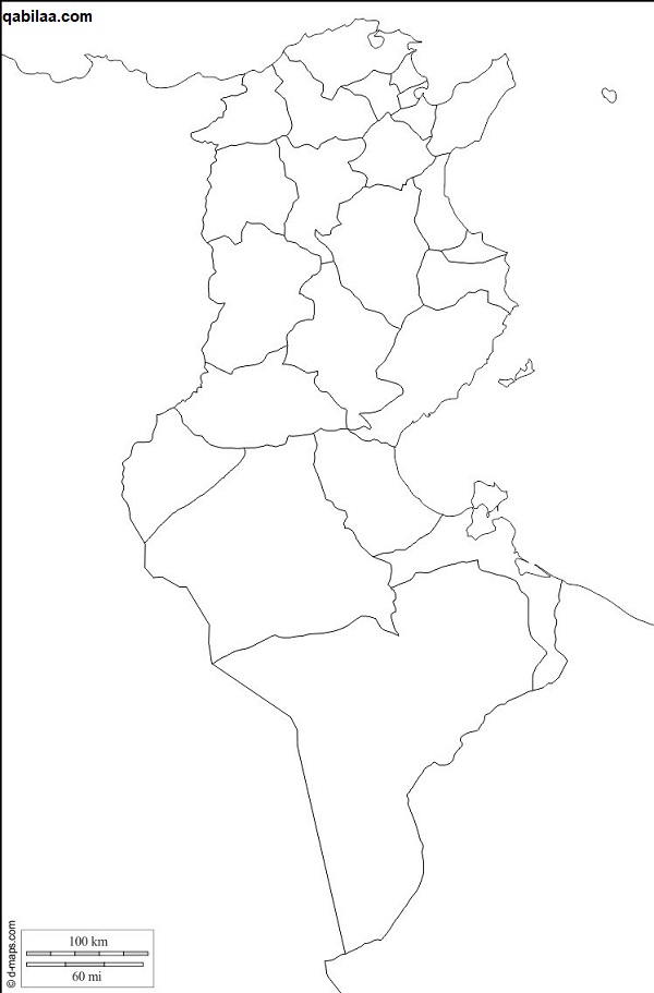 خريطة تونس بالمدن كاملة صماء